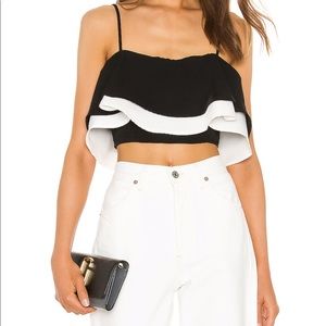 Superdown cropped ruffle top